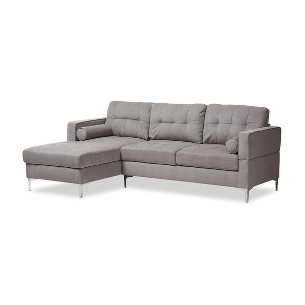 Baxton Studio Mireille Modern Light Grey Upholstered Sectional Sofa 143-8107